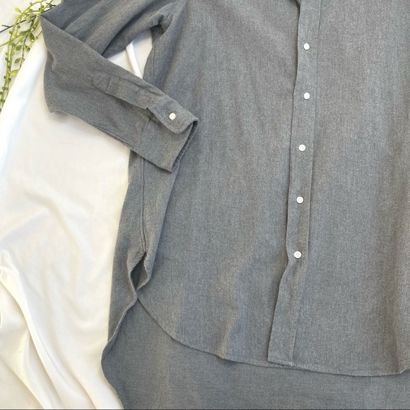 Frank & Eileen Grayson Cotton Oversized Long Length Flannel Button Front Shirt - Picture 9 of 10